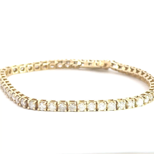 14k Yellow Gold Diamond Tennis Bracelet 3cttw