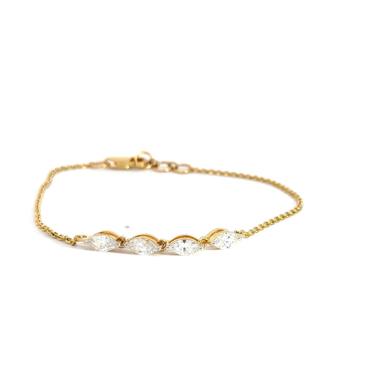 14k Yellow Gold Marquise Lab Diamond Bracelet