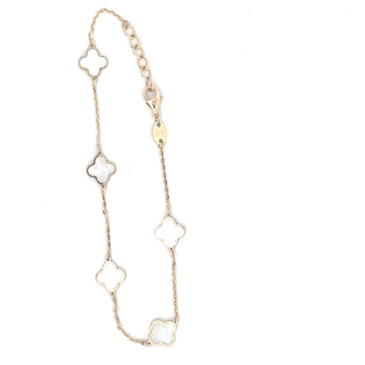 14k Yellow Gold Mother of Pearl Bracelet