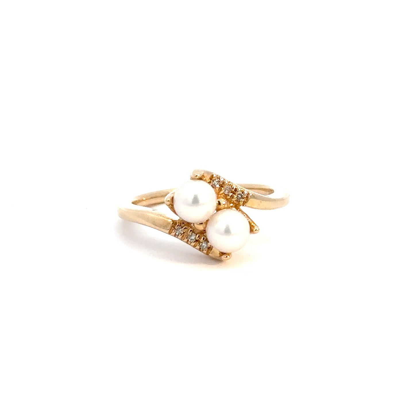 10k Yellow Gold Pearl & Diamond Ring