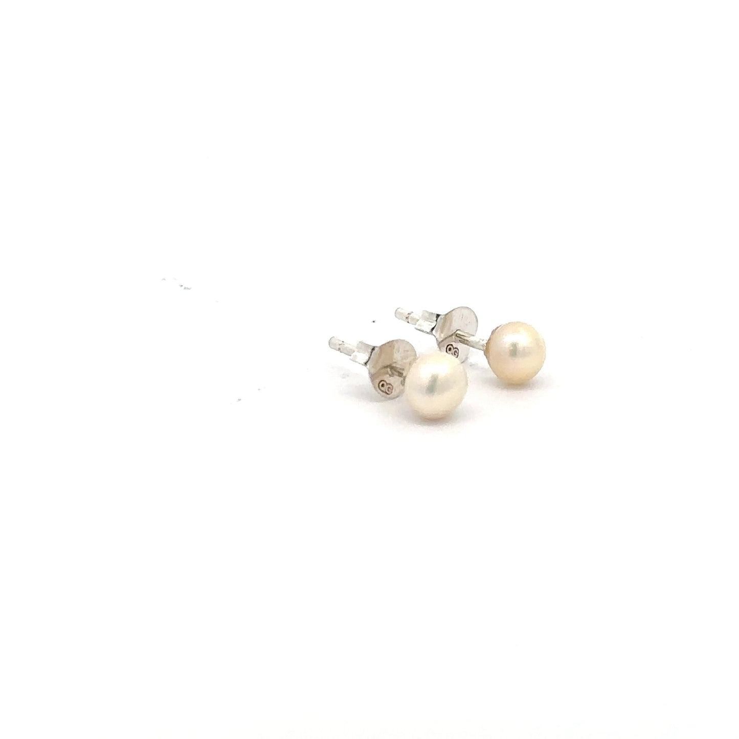 Sterling Silver Button Pearl Earrings