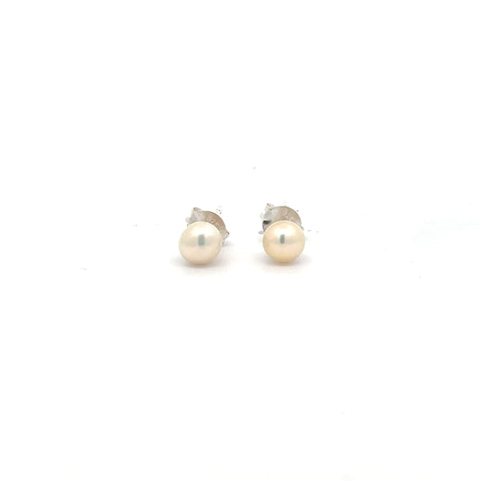 Sterling Silver Button Pearl Earrings