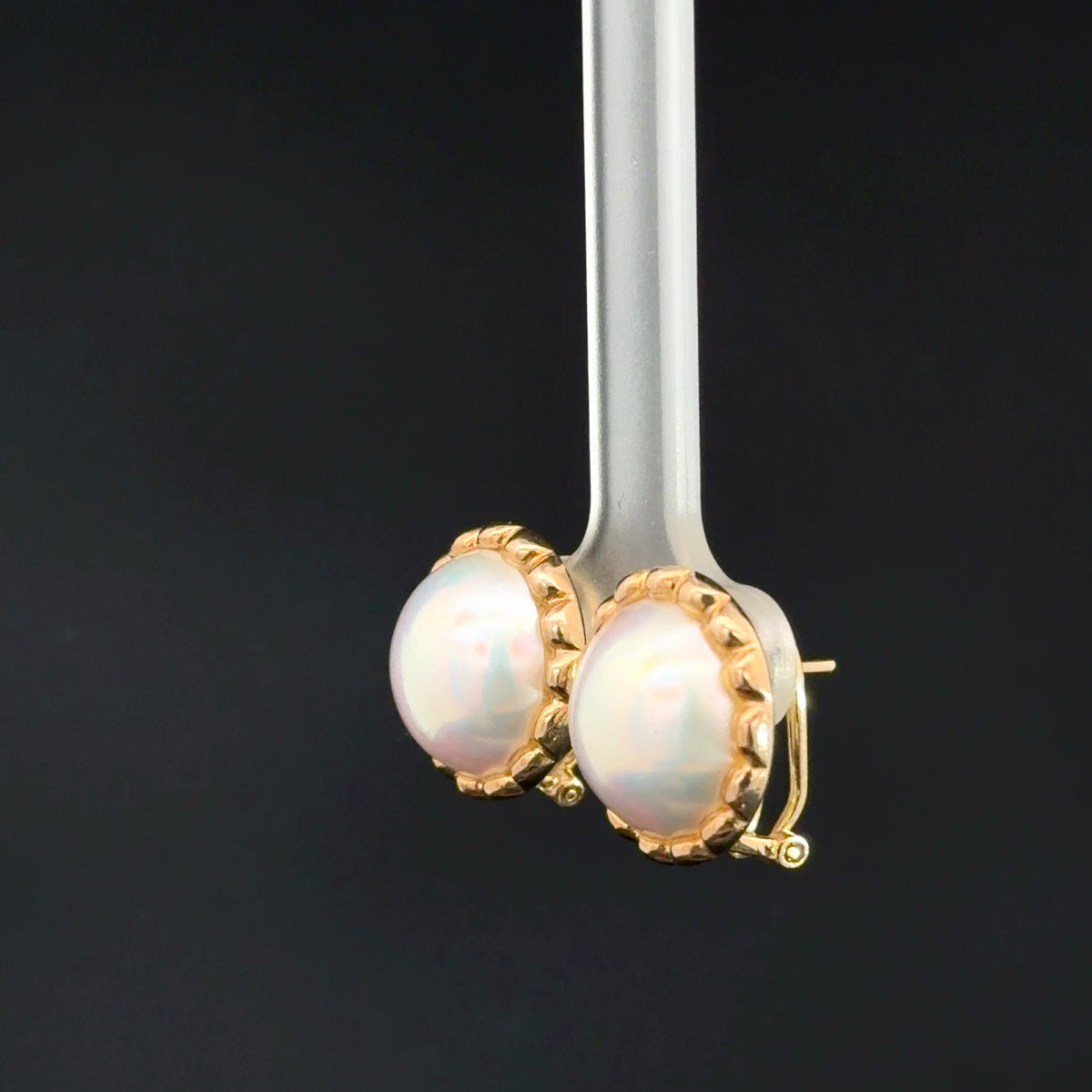14k Yellow Gold Mabe Pearl Earrings