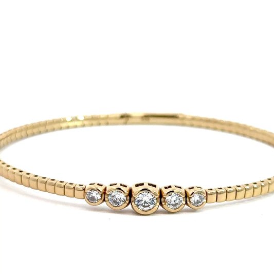 Yellow Gold Plated Simulated Diamond Flexi-Bracelet