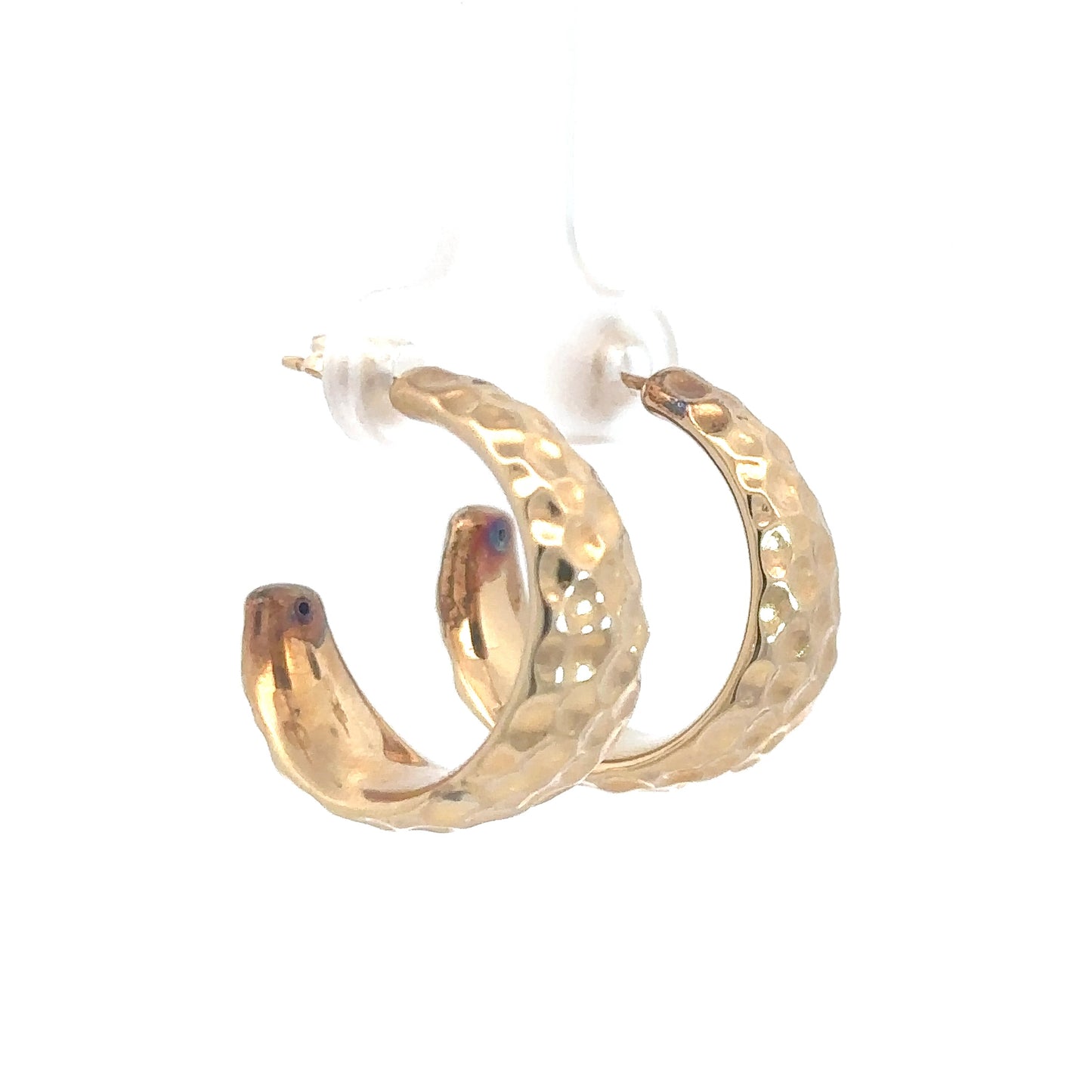 14k Yellow Gold Hammered Earrings