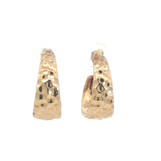 14k Yellow Gold Hammered Earrings