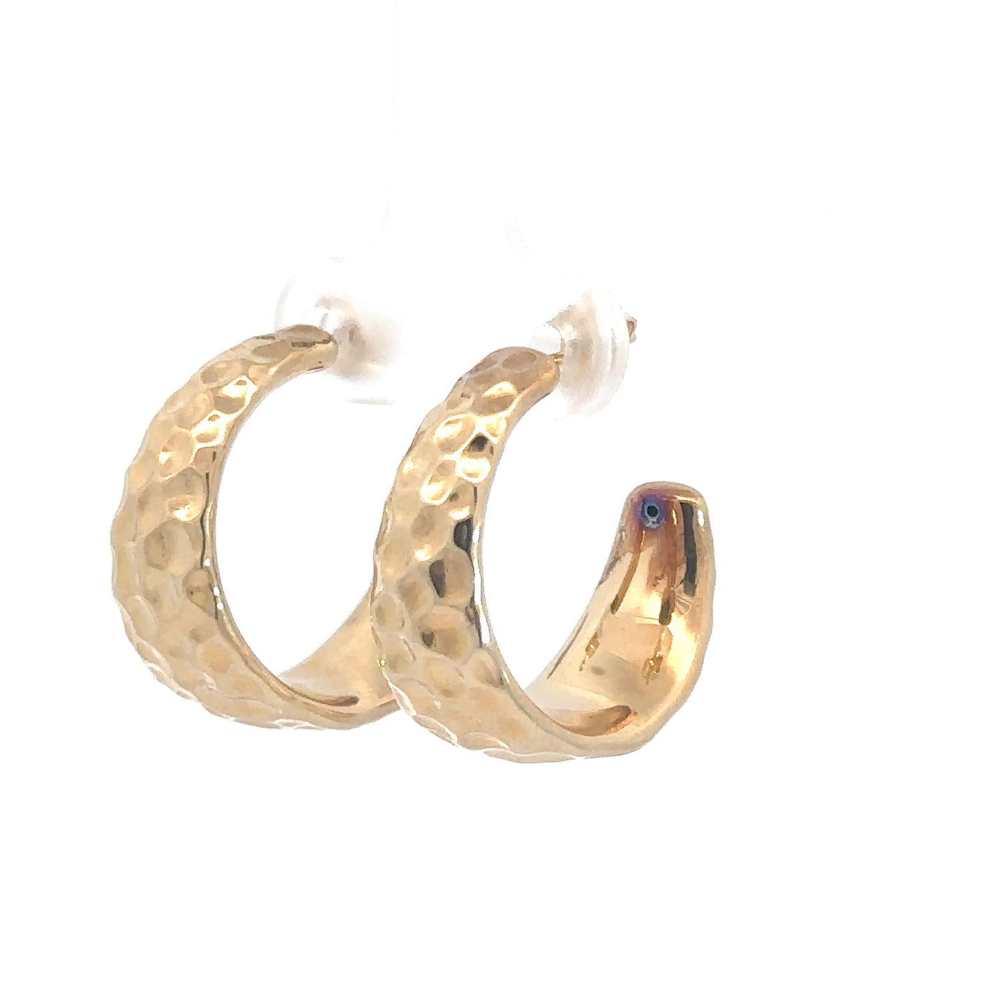 14k Yellow Gold Hammered Earrings