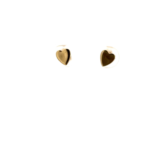 14k Yellow Gold Heart Studs