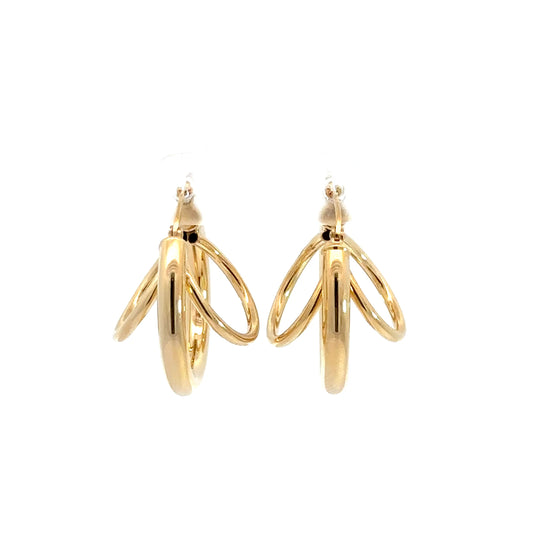 14k Yellow Gold Triple Tube Hoops
