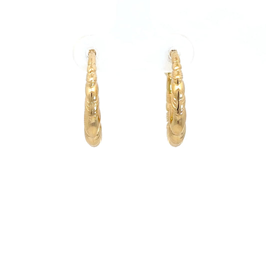 Yellow Gold Ribbon Hoop Earrings