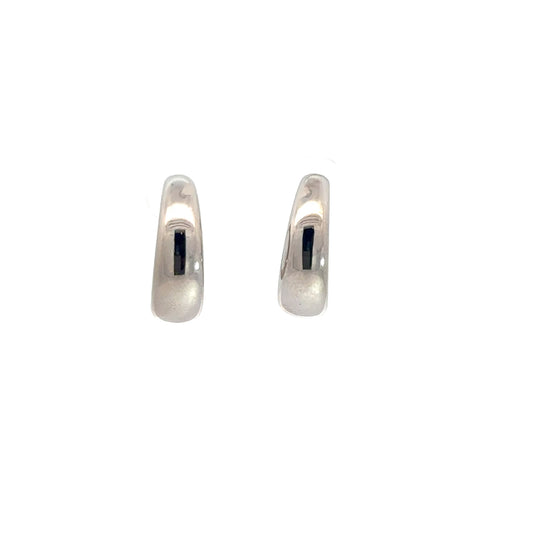 14k White Gold Plain Hoops