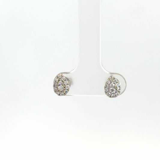 14k White Gold Diamond Cluster Earrings .24cttw