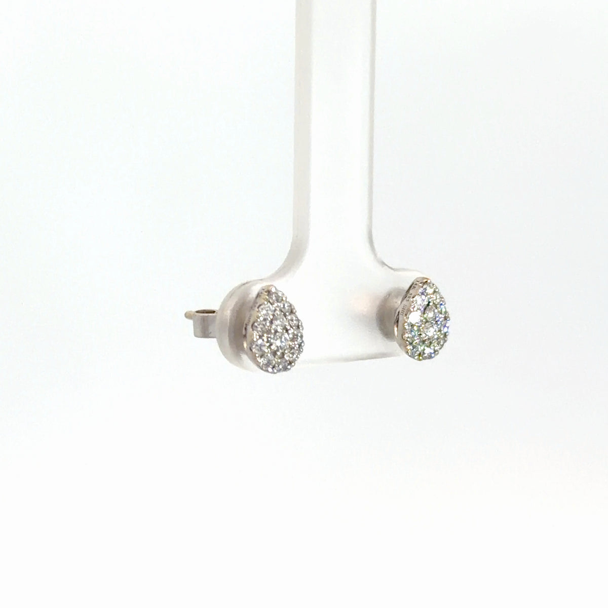 14k White Gold Diamond Cluster Earrings .24cttw