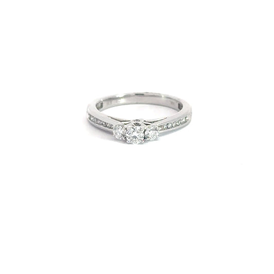 14k White Gold Past, Present & Future Engagement Ring .50cttw