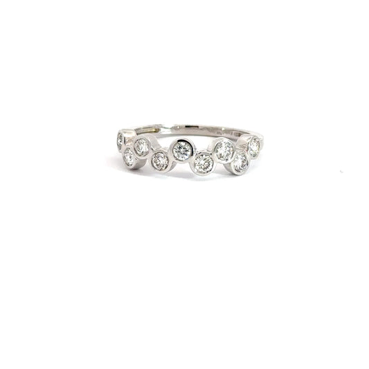 9 Round Brilliant Diamond Bezel Ring