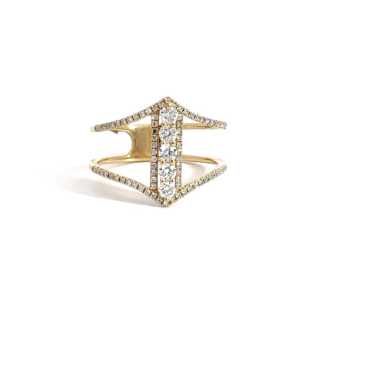 14k Yellow Gold Diamond Elongated Ring .53cttw