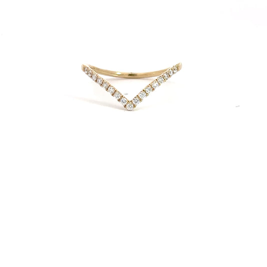 14k Yellow Gold .18cttw Diamond Chevron Ring