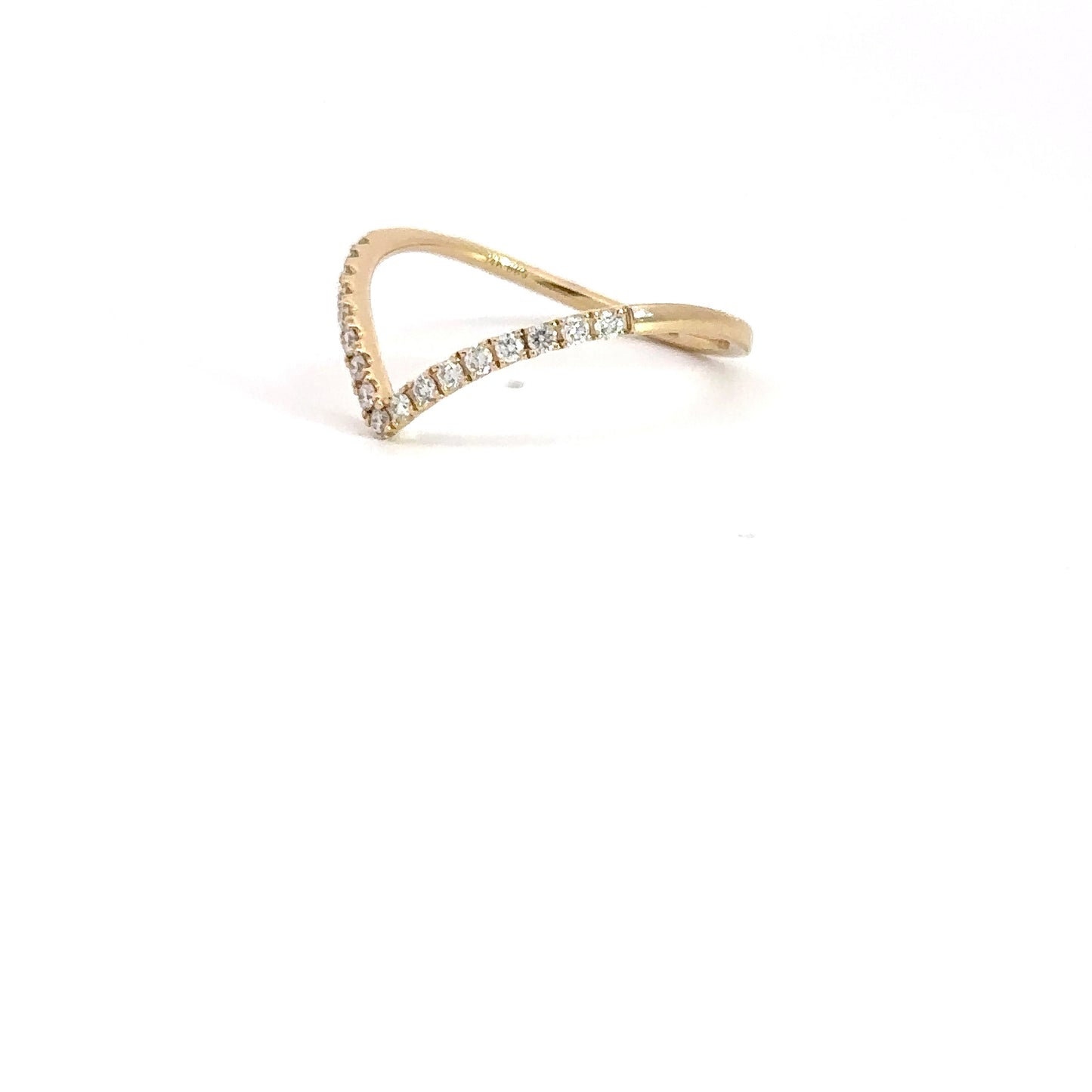 14k Yellow Gold .18cttw Diamond Chevron Ring
