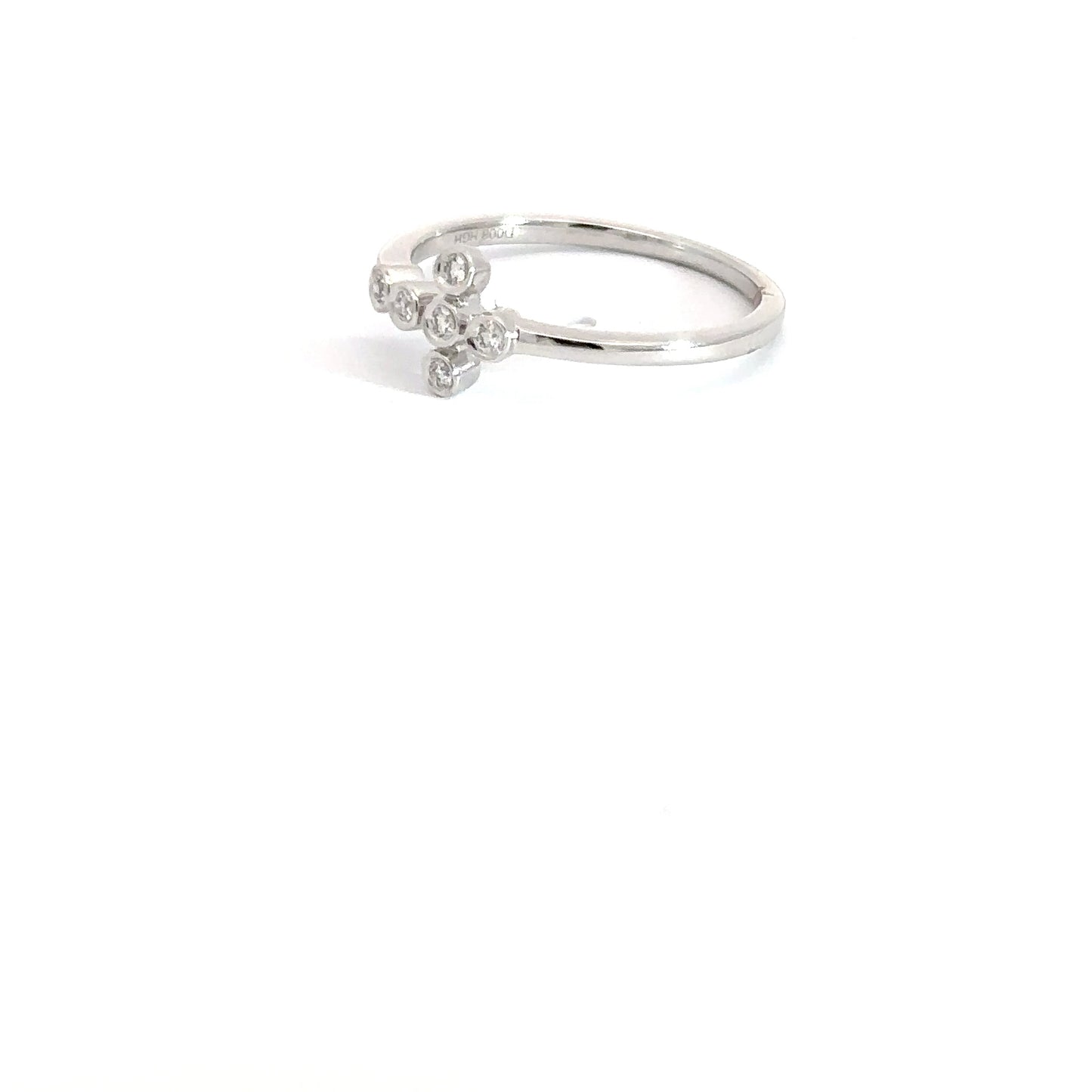 14k White Gold Bezel Diamond Cross .06ctw