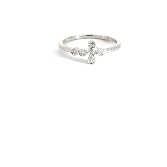14k White Gold Bezel Diamond Cross .06ctw