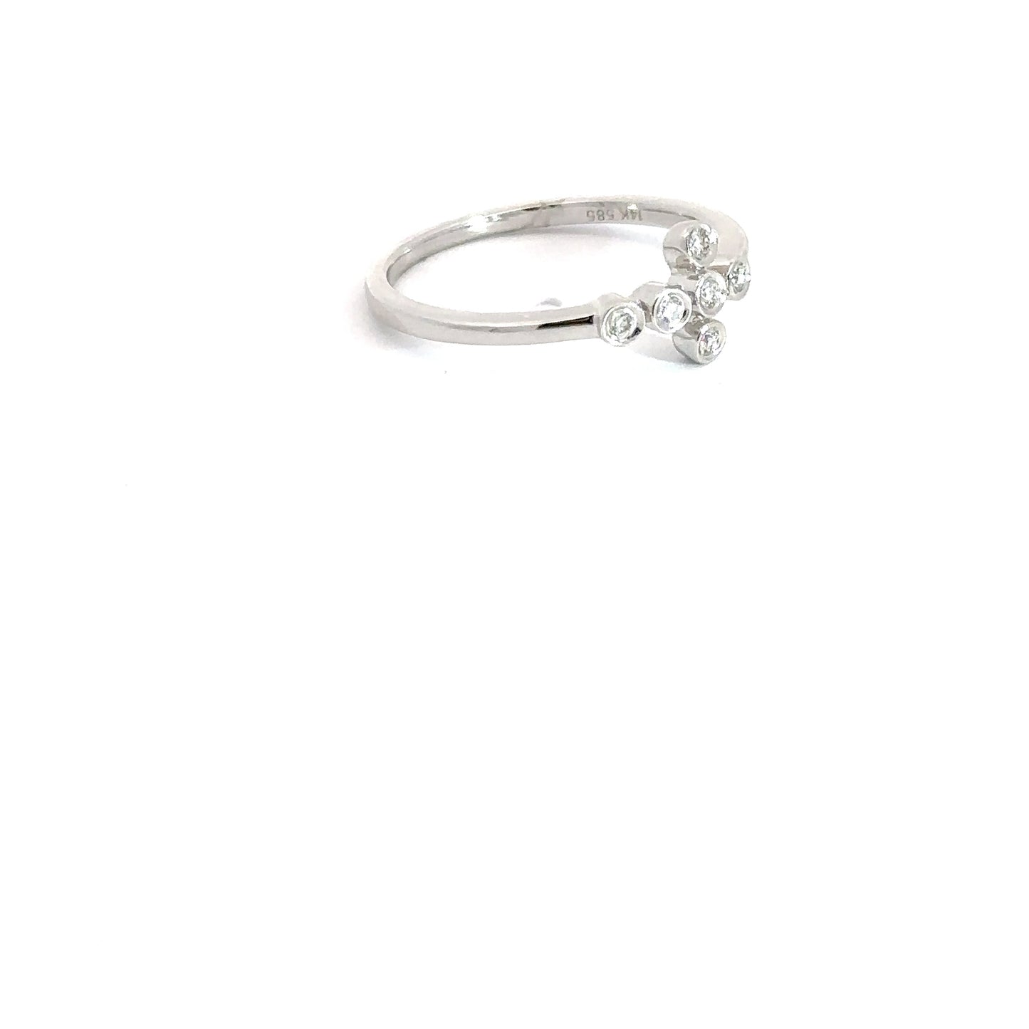 14k White Gold Bezel Diamond Cross .06ctw
