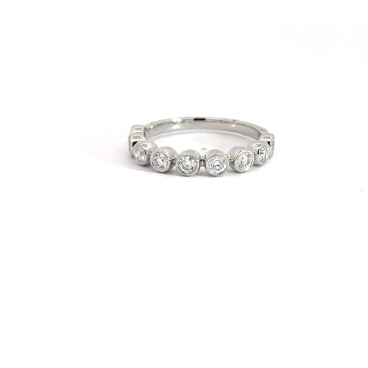 14k White Gold 9 Bezel Diamond Ring .50cttw