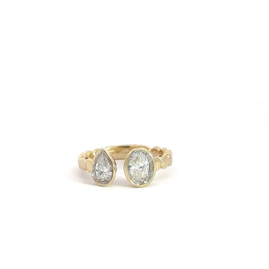 14k Yellow Gold Oval & Pear Split Ring .89cttw