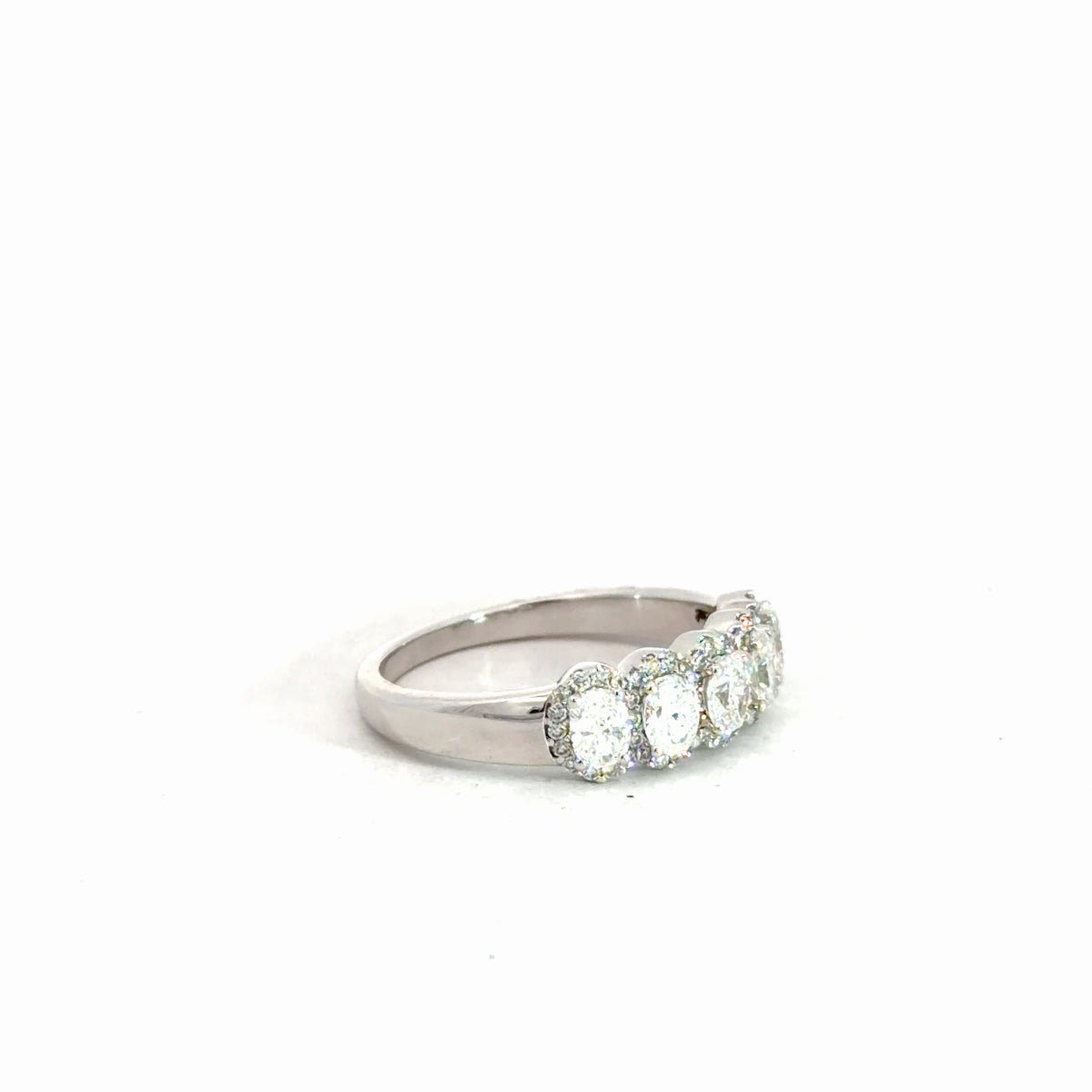 14k White Gold 5 Diamond Oval Fashion Ring