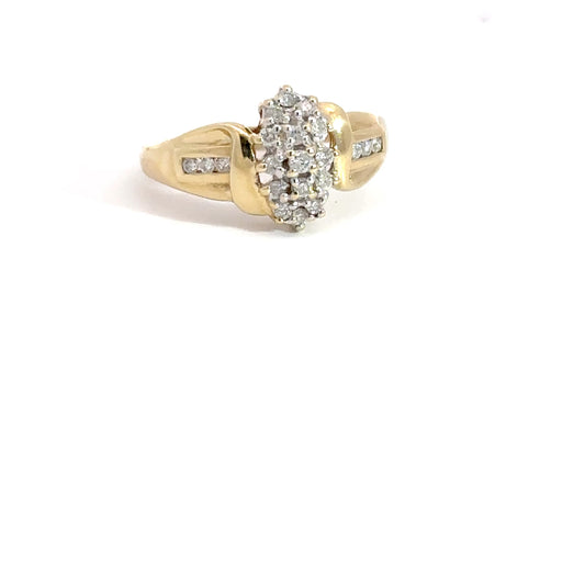 14k Yellow Gold Diamond Cluster .25cttw