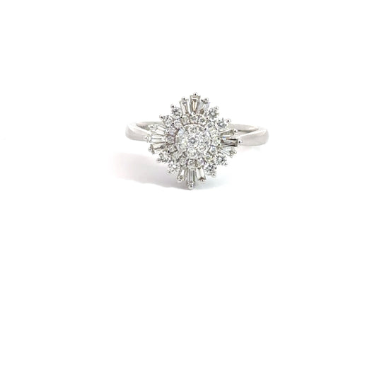 14k White Gold 1cttw Cluster Ring