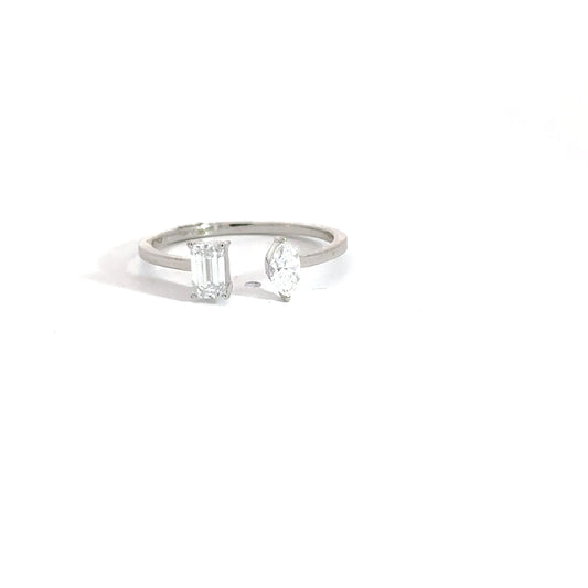 14k White Gold Lab Diamond Two Stone Ring .50cttw