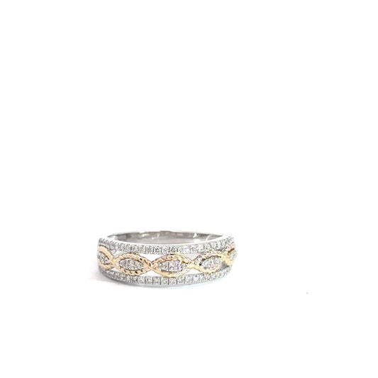 14k White & Yellow Gold Diamond Fashion RIng
