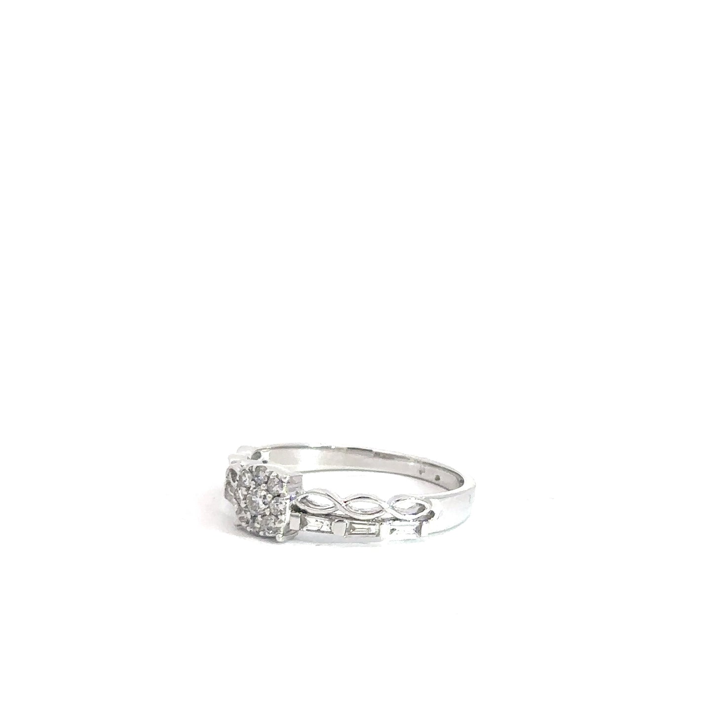 14k White Gold Diamond Cluster Ring .36cttw