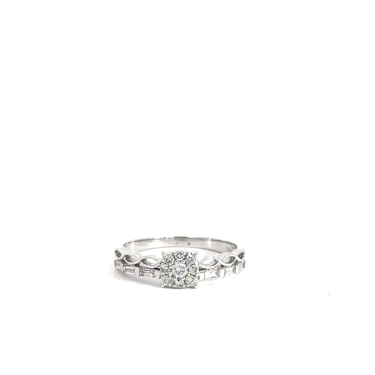 14k White Gold Diamond Cluster Ring .36cttw