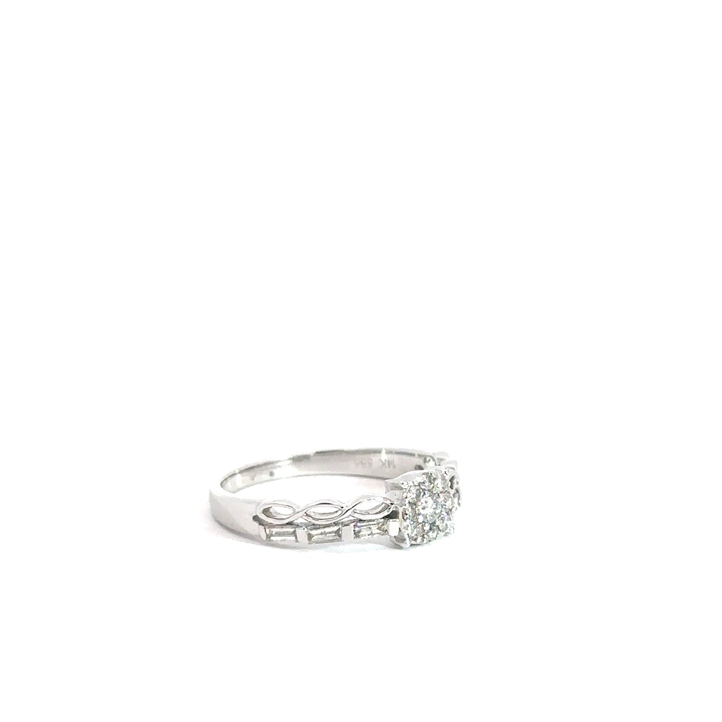 14k White Gold Diamond Cluster Ring .36cttw