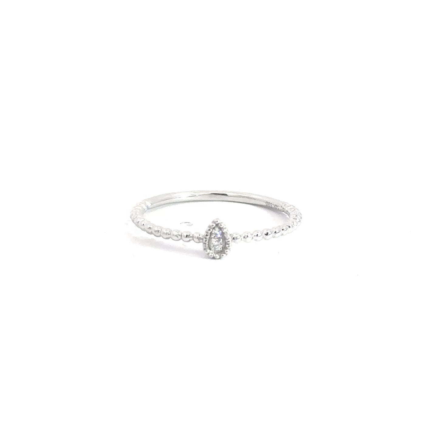 14k White Gold Round Brilliant Diamond Fashion Ring .02cttw