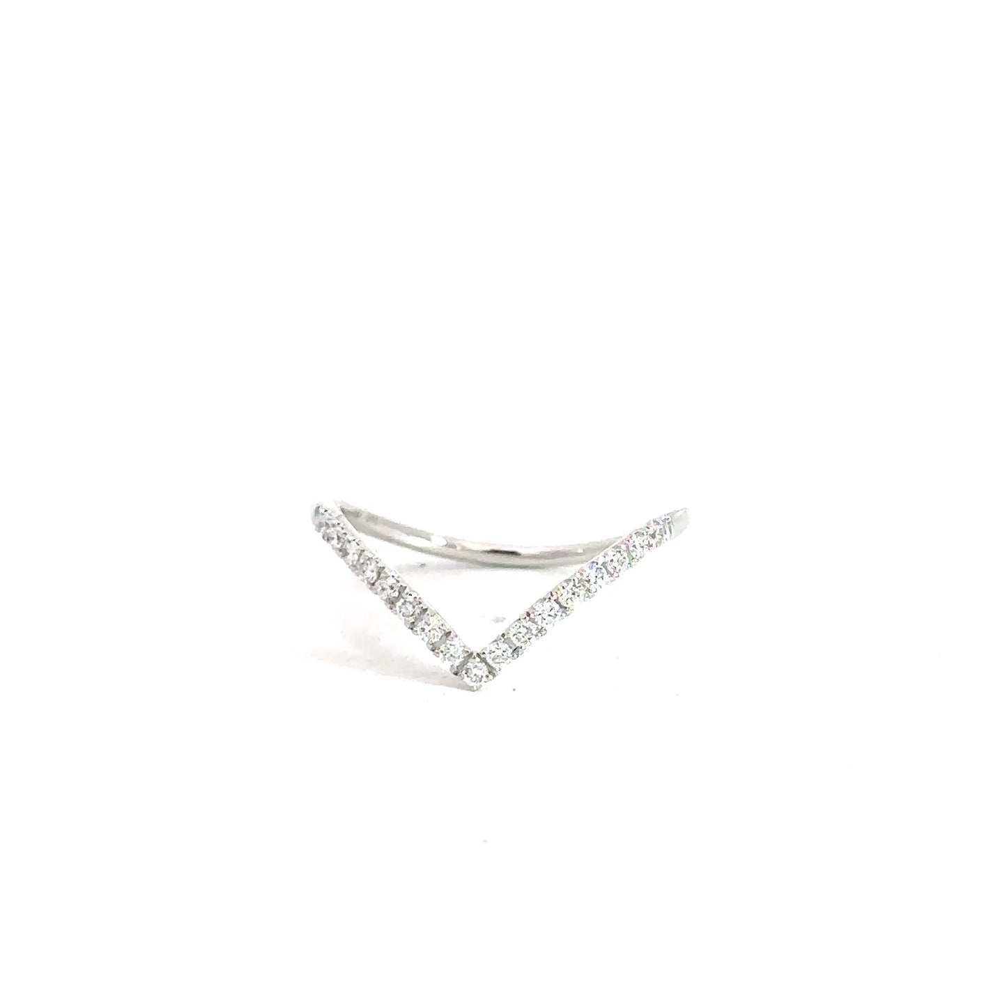 14k White Gold Diamond V-Style Band .18cttw