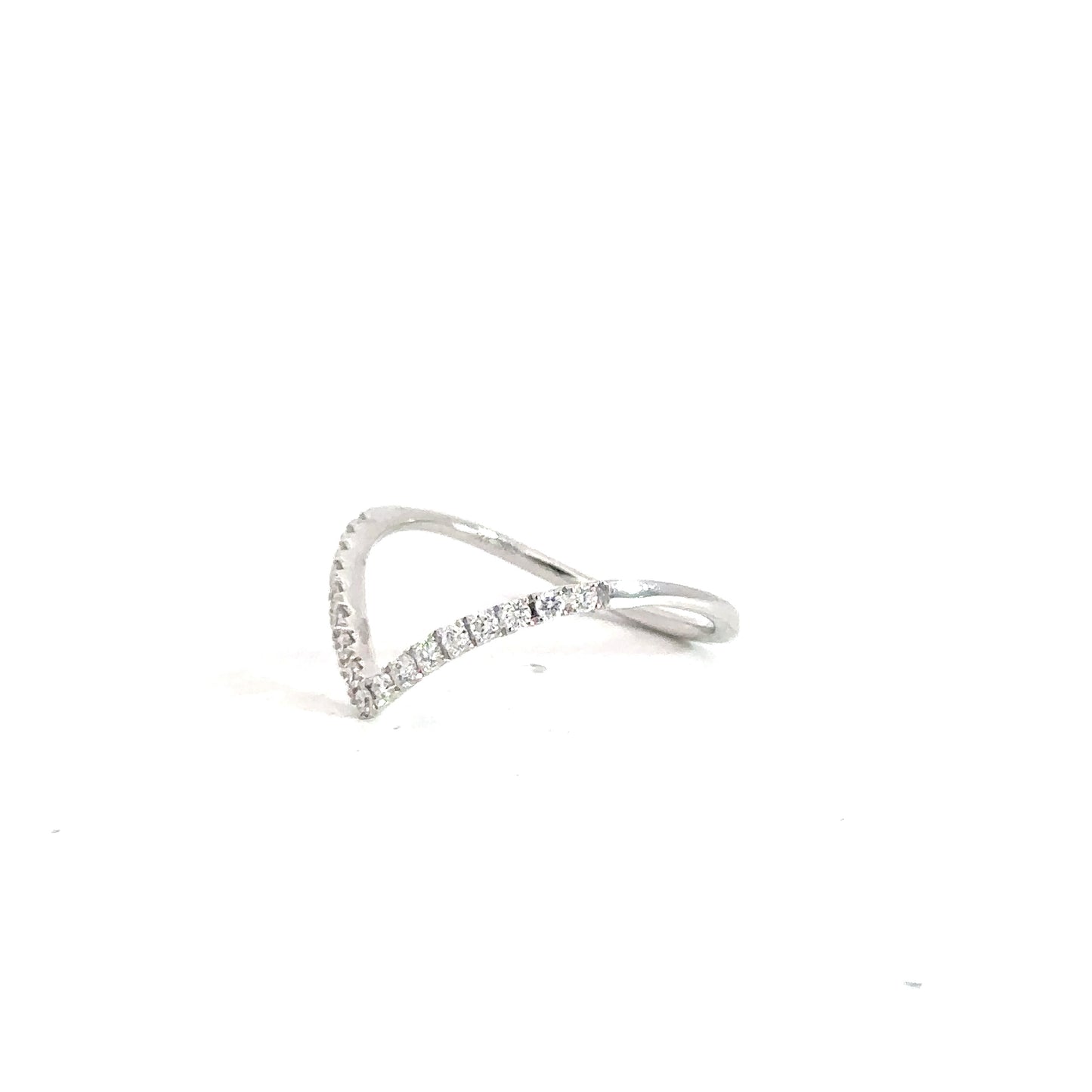 14k White Gold Diamond V-Style Band .18cttw