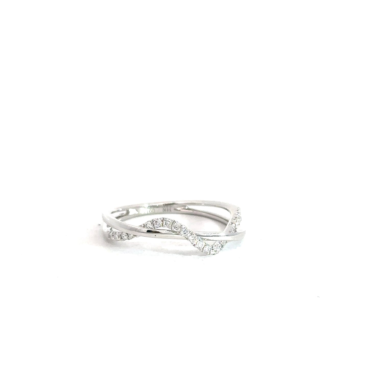 14k White Gold Diamond Twist Band .13cttw