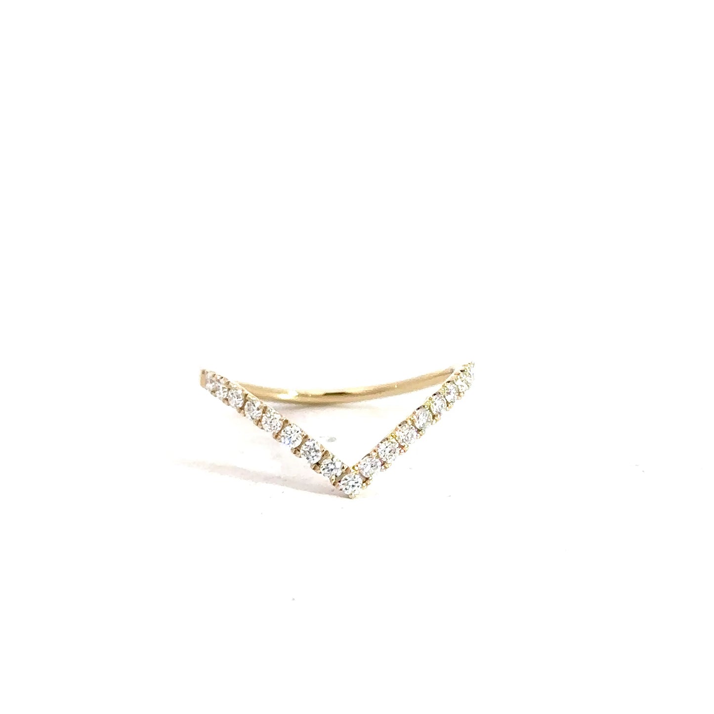 14k Yellow Gold Diamond V-Style Band .27cttw