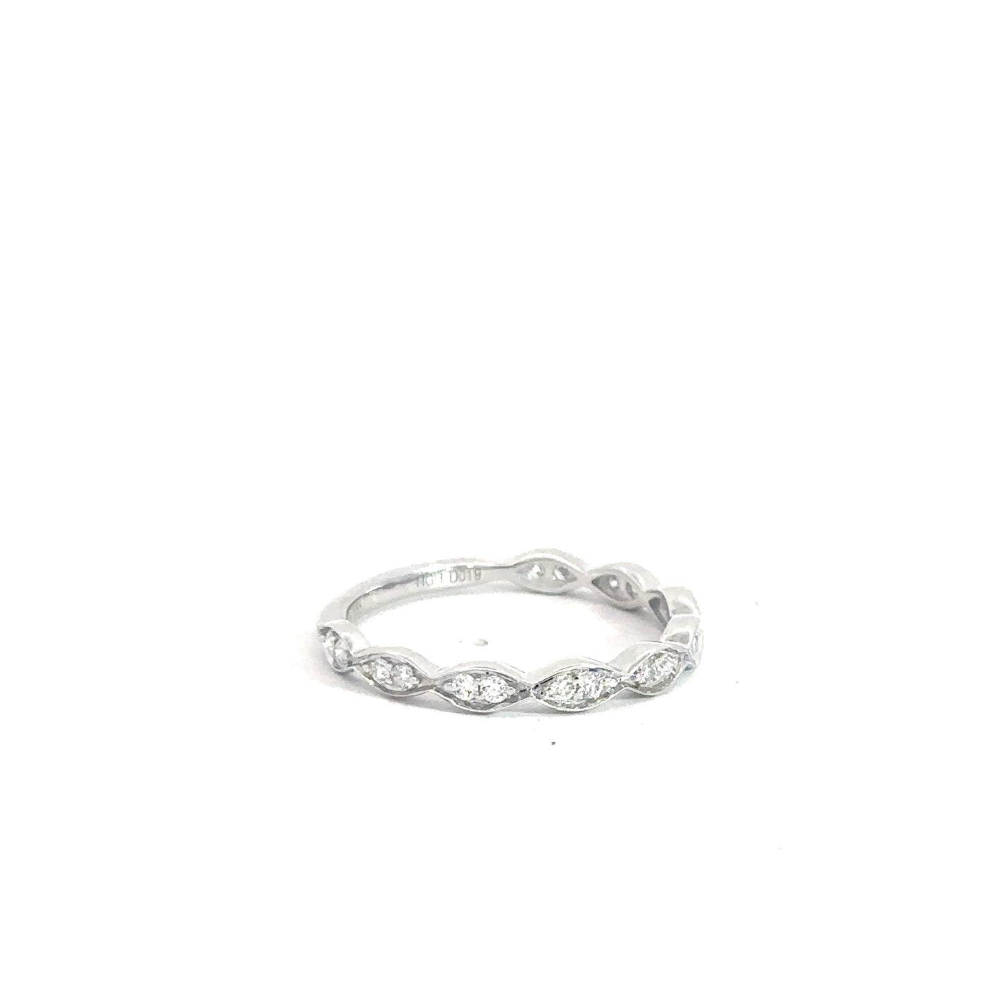 14k White Gold DIamond Stackable Band .19cttw