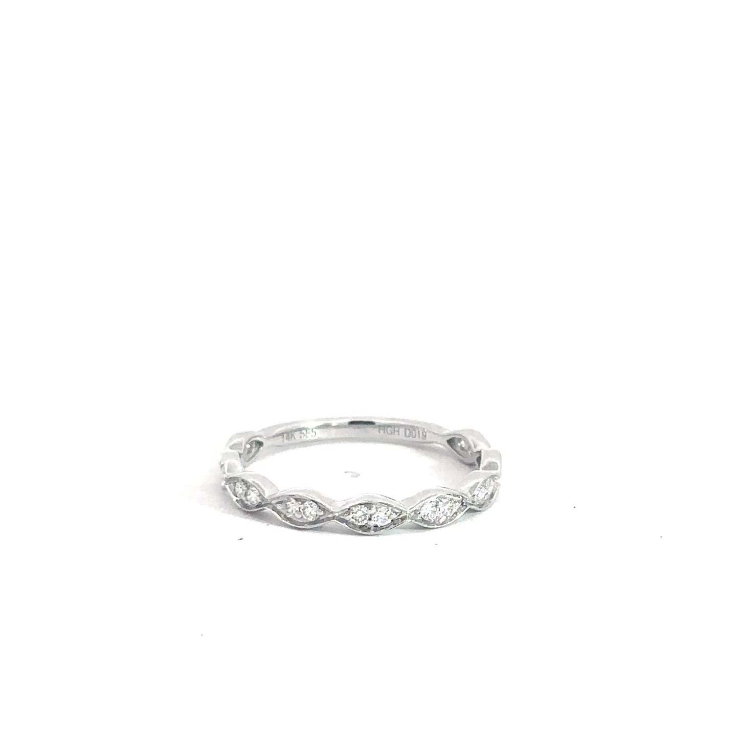 14k White Gold DIamond Stackable Band .19cttw