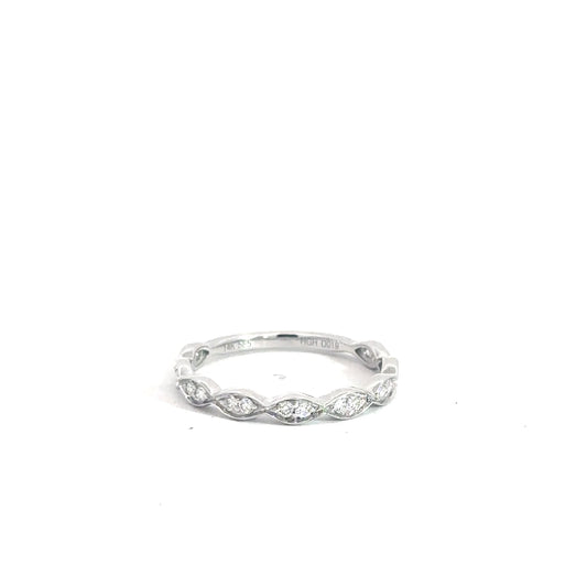 14k White Gold DIamond Stackable Band .19cttw