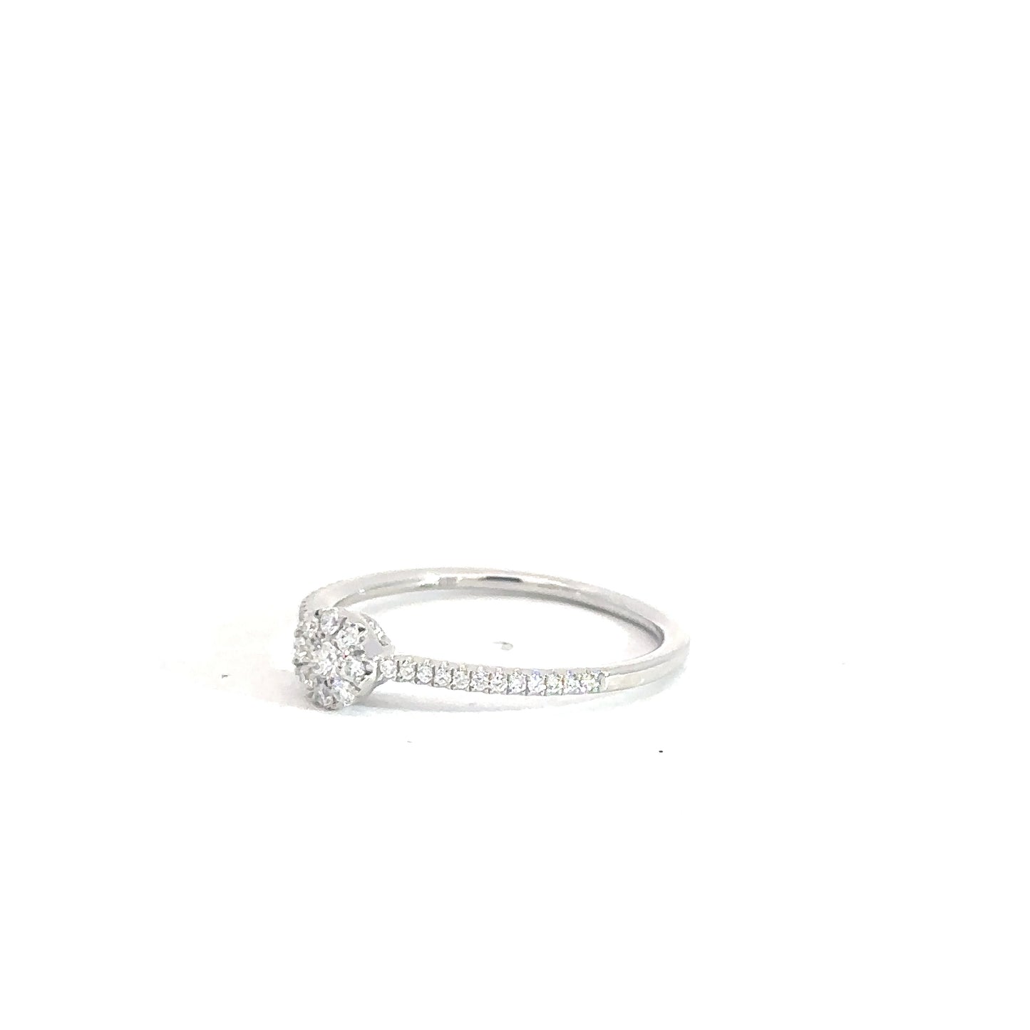 14k White Gold Diamond Cluster Ring .18cttw
