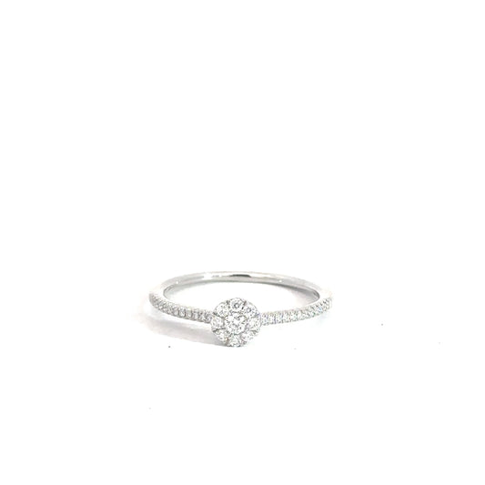14k White Gold Diamond Cluster Ring .18cttw