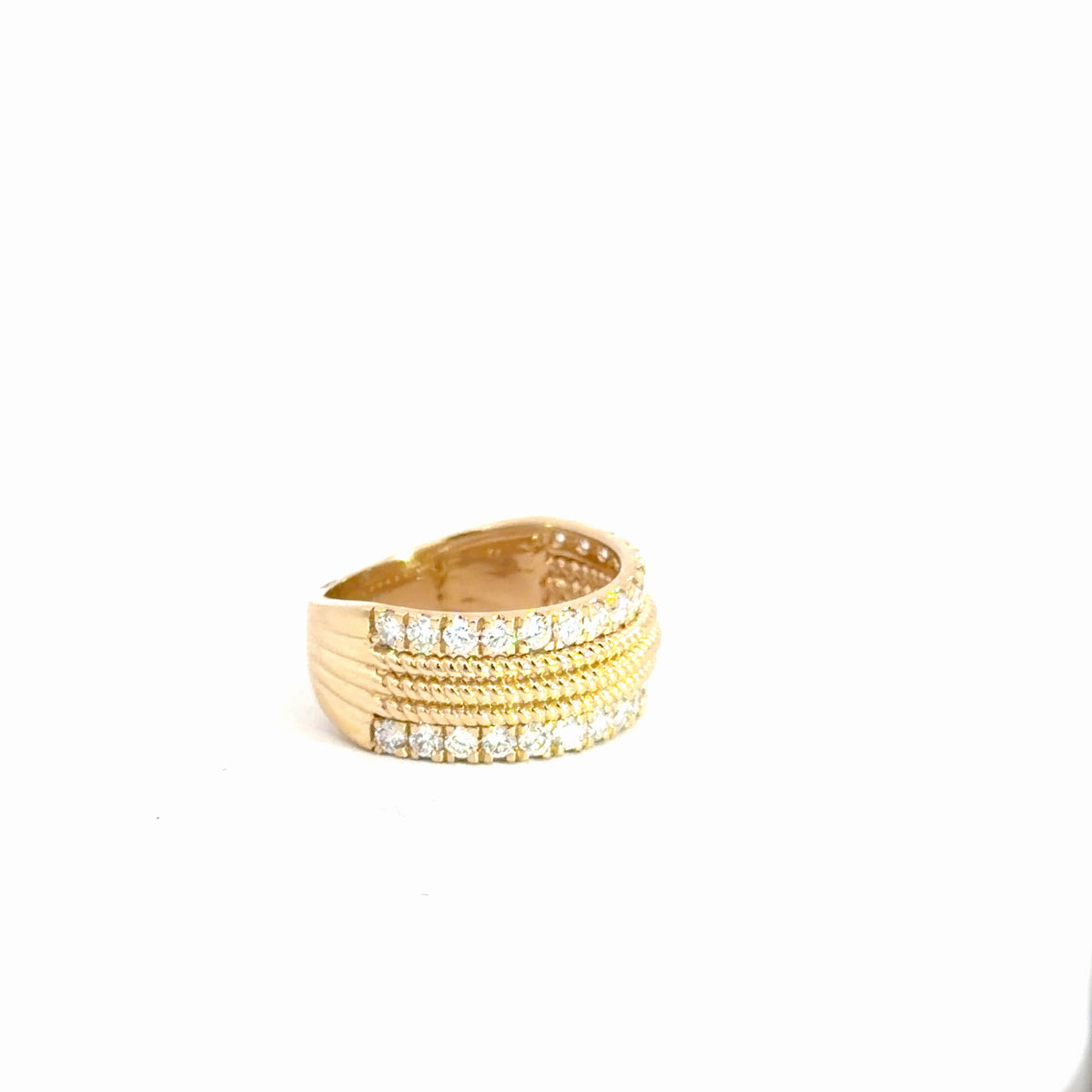 14k Yellow Gold Diamond & Beaded Fashion Ring 1 1/4cttw