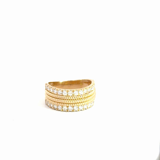 14k Yellow Gold Diamond & Beaded Fashion Ring 1 1/4cttw