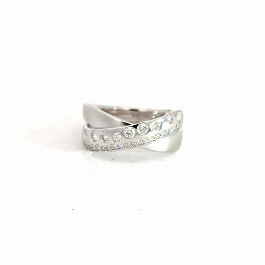 14k White Gold Diamond Criss Cross Ring 5/8cttw