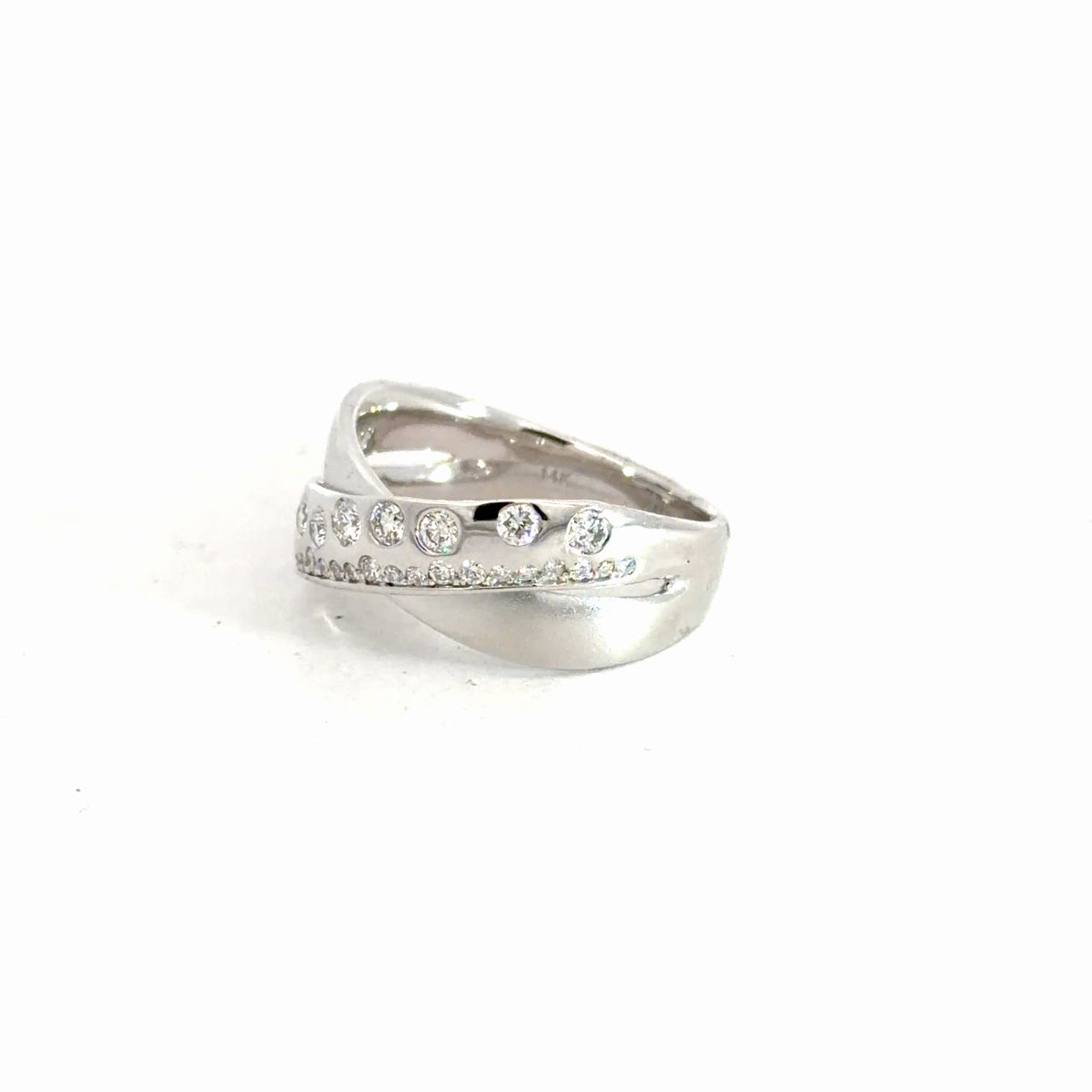 14k White Gold Diamond Criss Cross Ring 5/8cttw