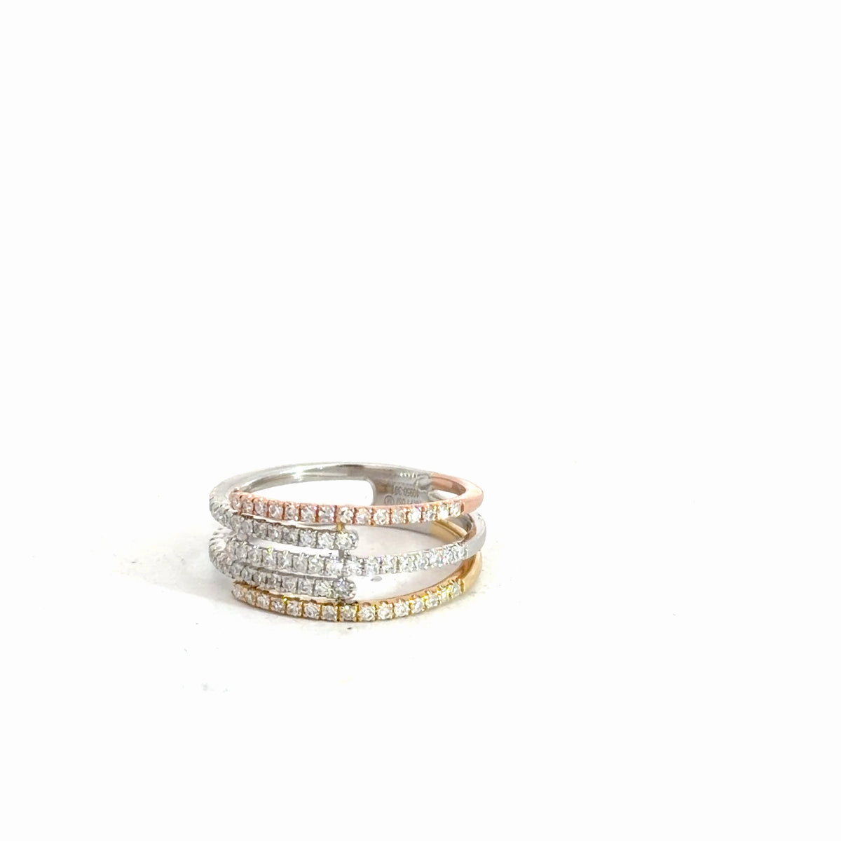 14k Yellow, White, & Rose Gold Diamond Band .48cttw